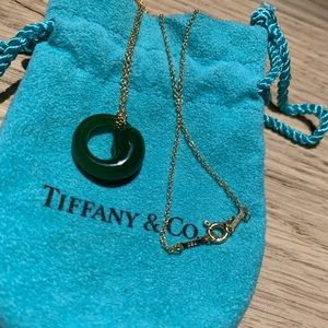 Tiffany & Co Jade eternal circle gold necklace